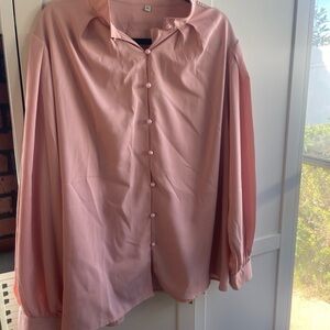 Women's peach Long Sleeve Blouse, Button Down, Size 3XL